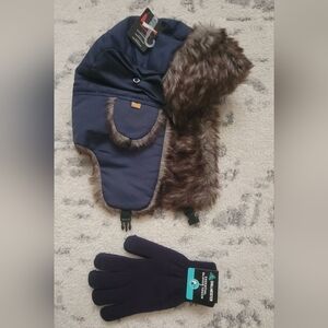 Navy Aviator Hat with Faux Fur Lining